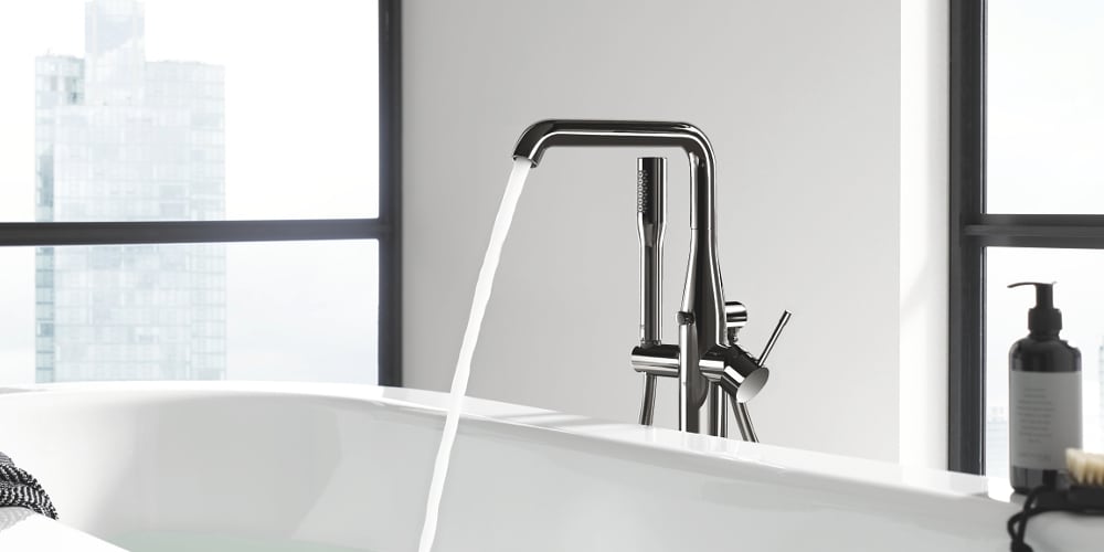 Grohe Essence bathtub faucet floor standing hard graphit chez xTWOstore